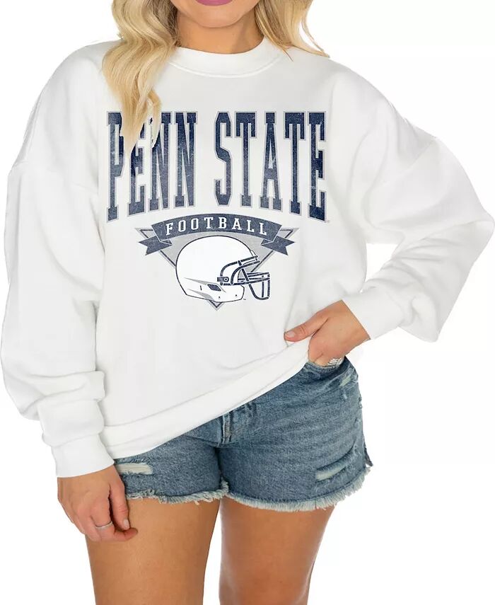 

Женская белая флисовая толстовка Penn State Nittany Lions Good Vibes Premium с заниженными плечами Gameday Couture