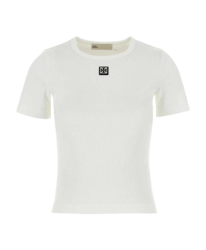 

Белая хлопковая футболка Tory Burch, белый
