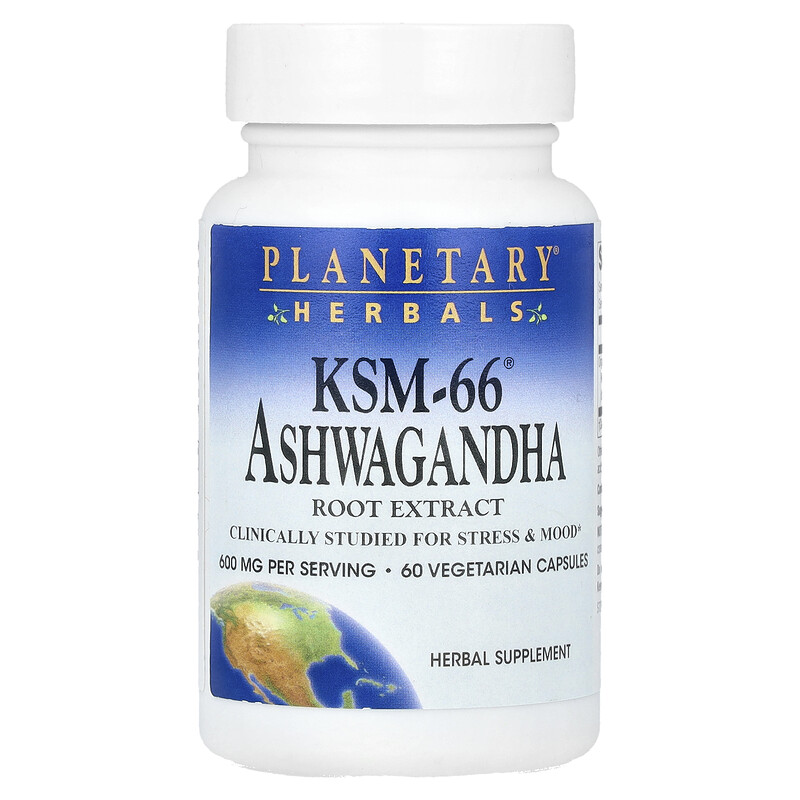 

Planetary Herbals, KSM-66 экстракт корня ашваганды, 600 мг, 60 вегетарианских капсул (300 мг в каждой капсуле)