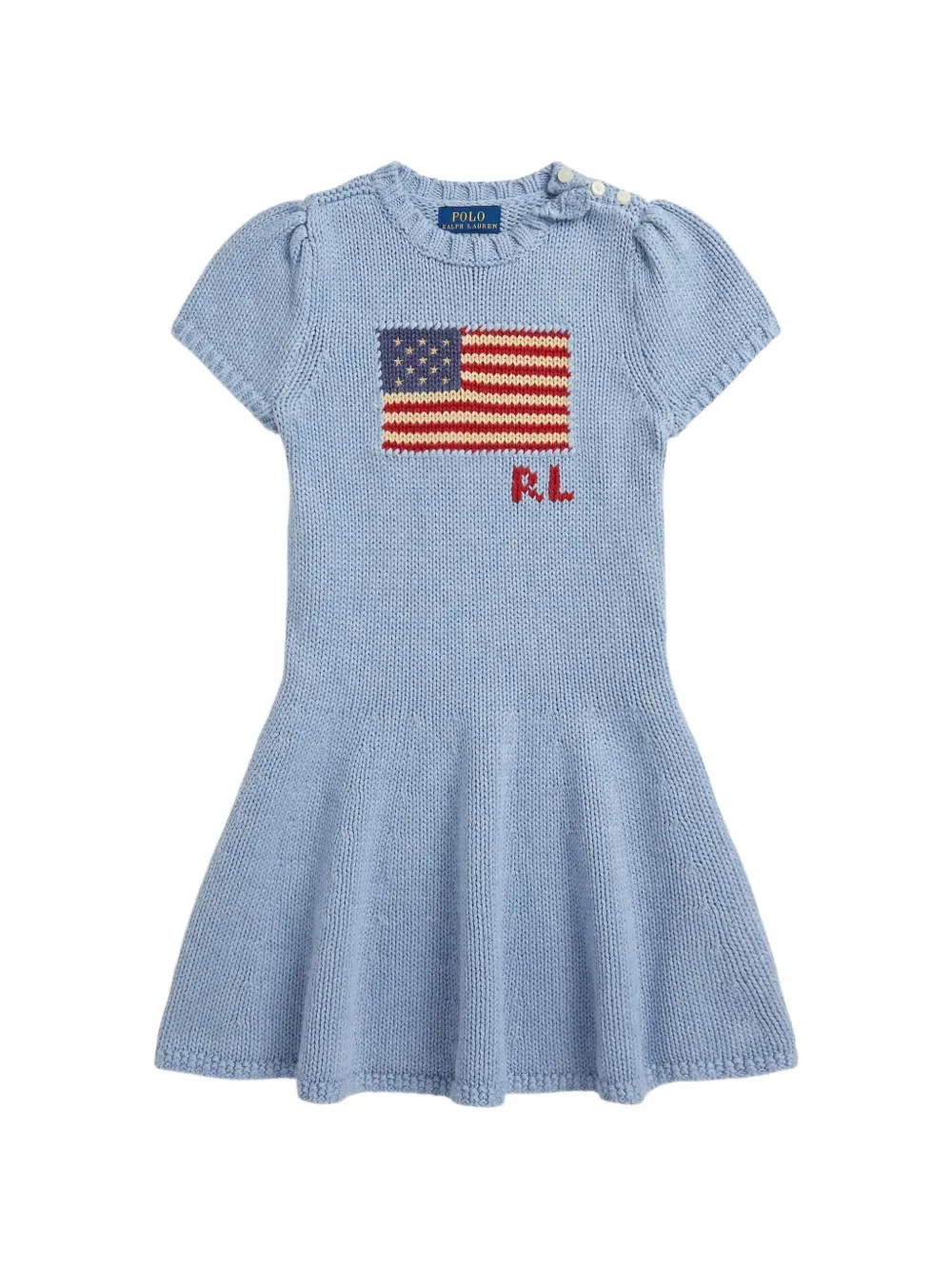 Платье А-силуэта вязки интарсия POLO RALPH LAUREN KIDS, синий