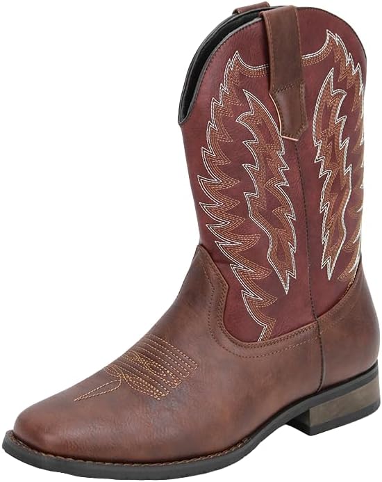 

Мужские вестерн-ботинки Santimon с квадратным носком, на застежке-пулл, классические, формальные, для повседневной носки и верховой езды, красный