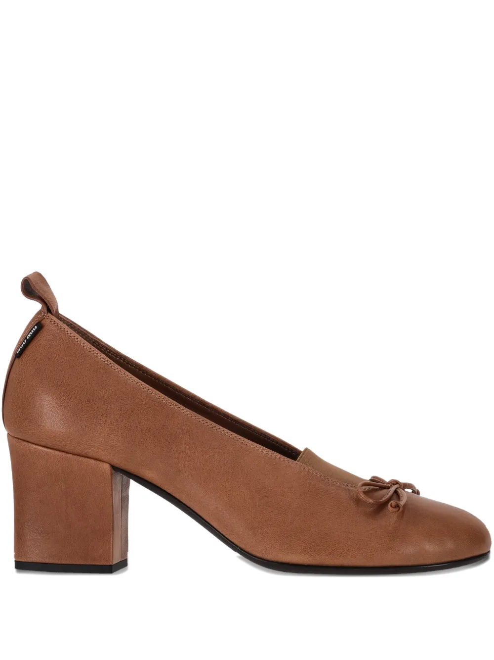Туфли-лодочки Élan с бантом Miu Miu, коричневый