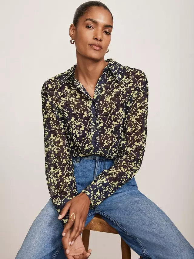 

Рубашка Mint Velvet Print Longline, цвет blue/multi