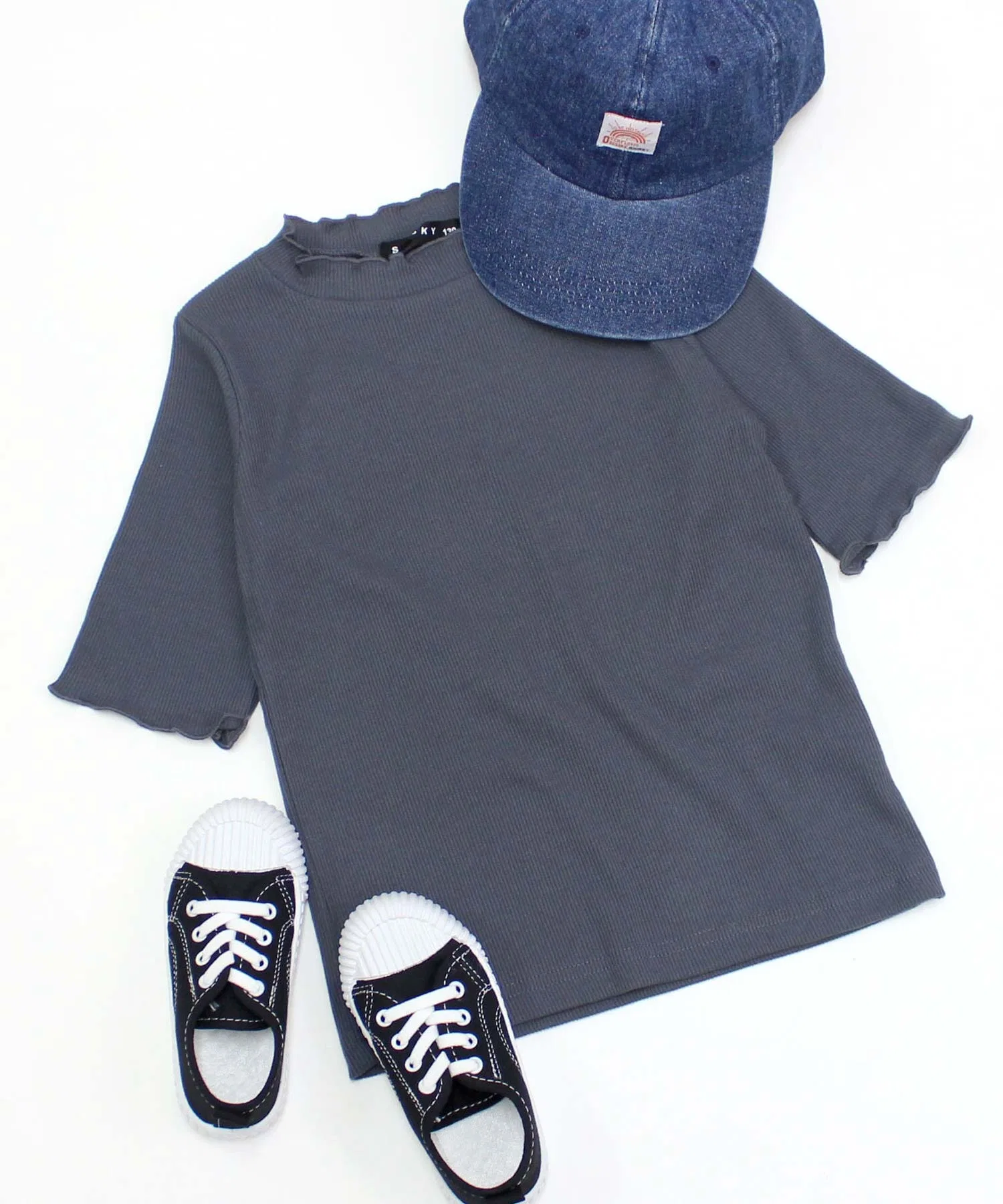Детская футболка THE CASUAL с оборками, полурукав, серая