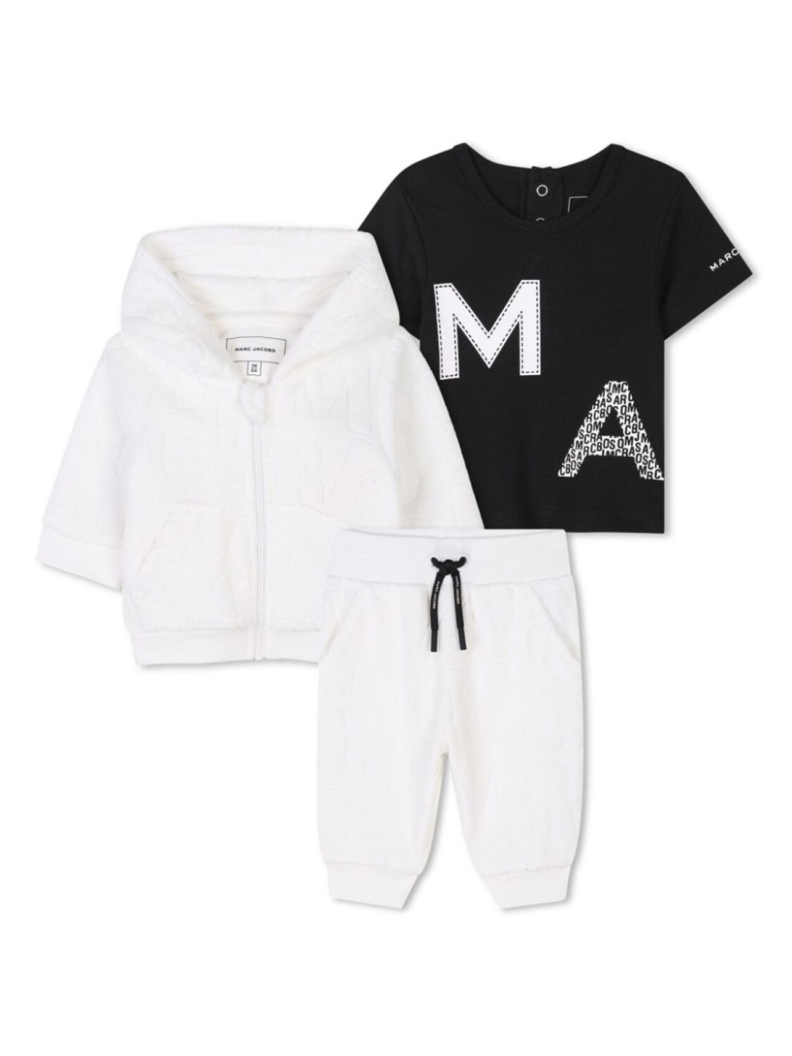 

Marc Jacobs Kids комплект из футболки, брюк и кардигана с логотипом, белый