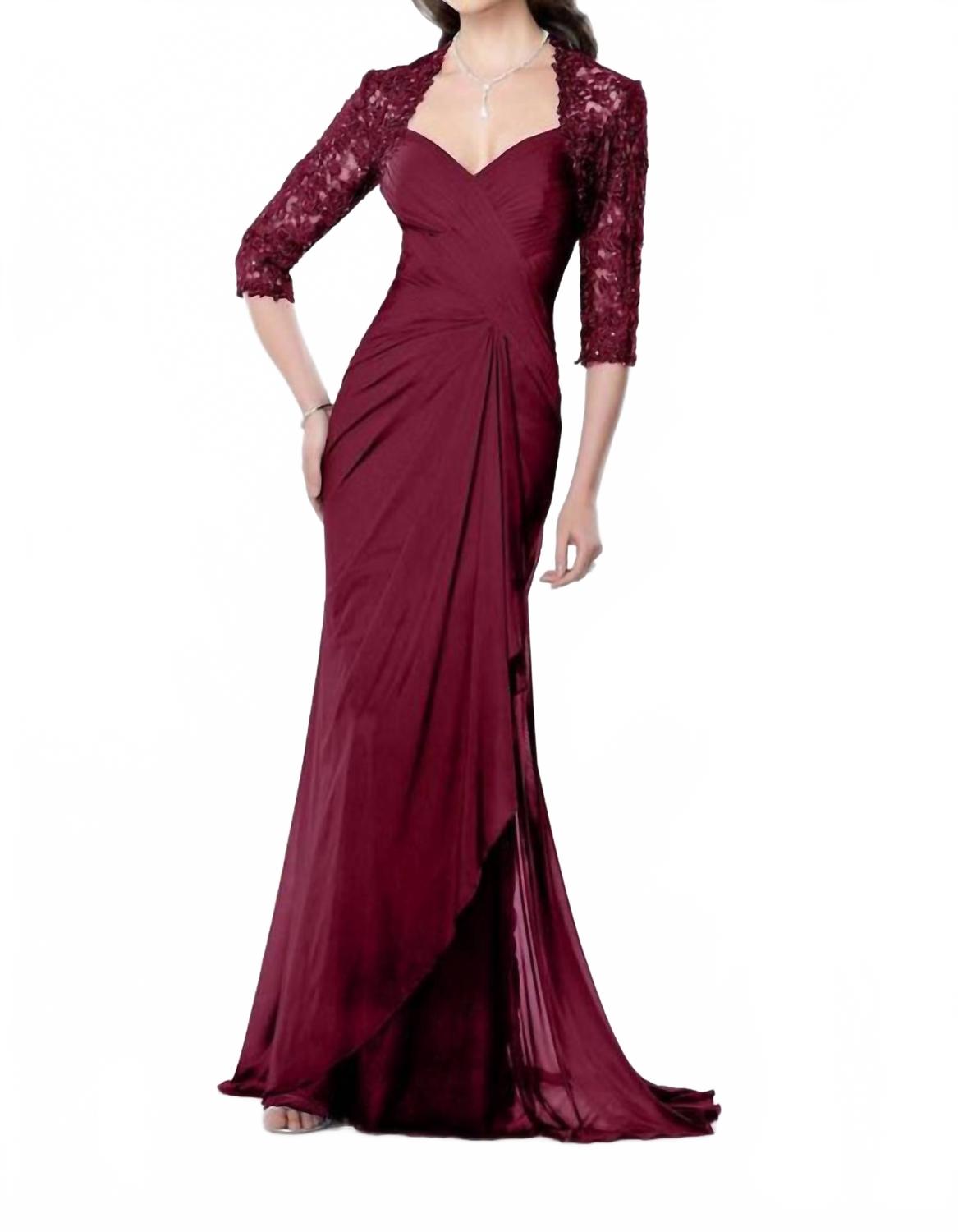 

Виновое платье с драпировкой и перекрестными деталями Montage by Mon Cheri, Wine