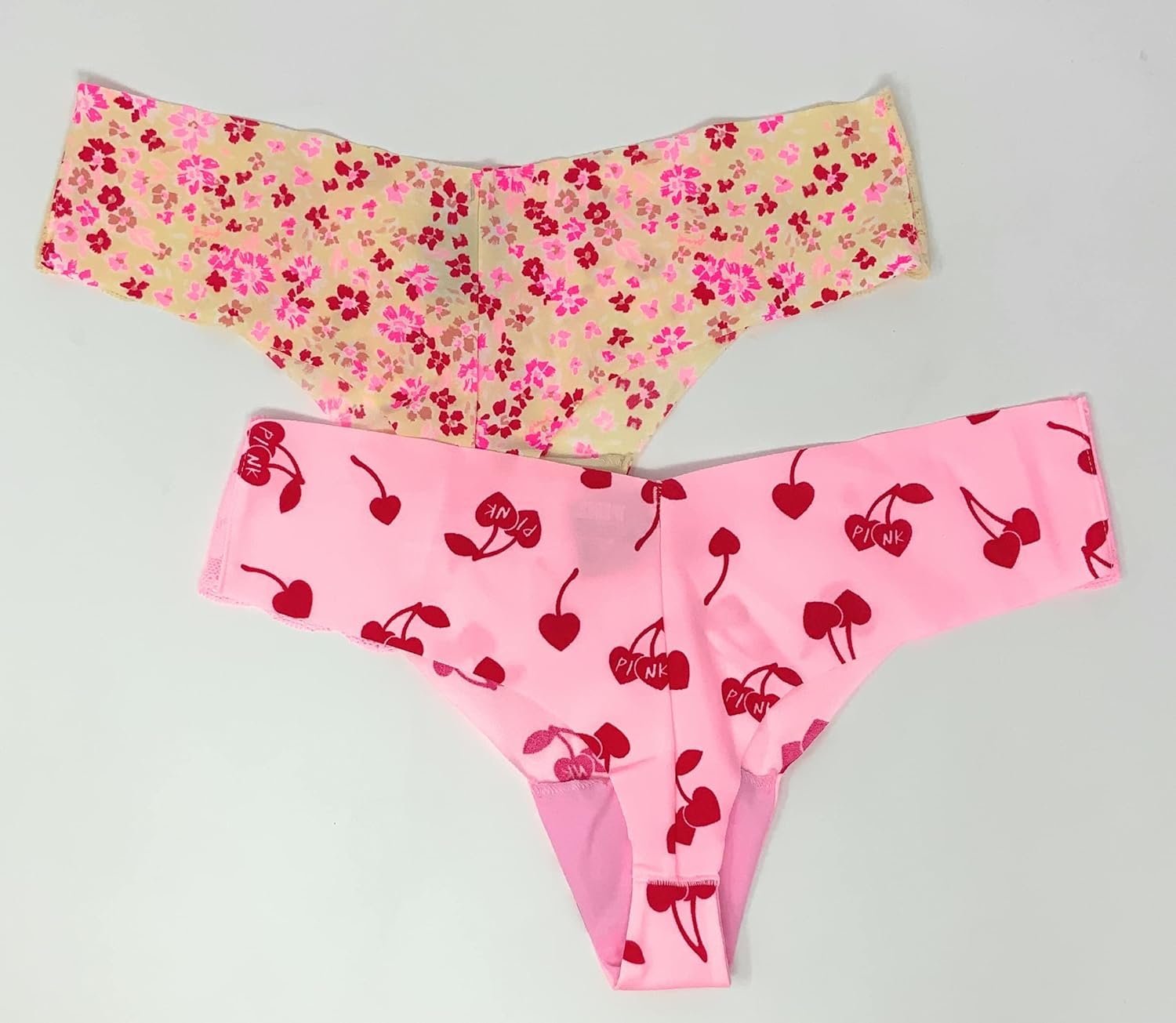 Victoria's Secret Pink трусики-стринги No-Show, набор из 2 штук, Floral/Cherries — фото 2