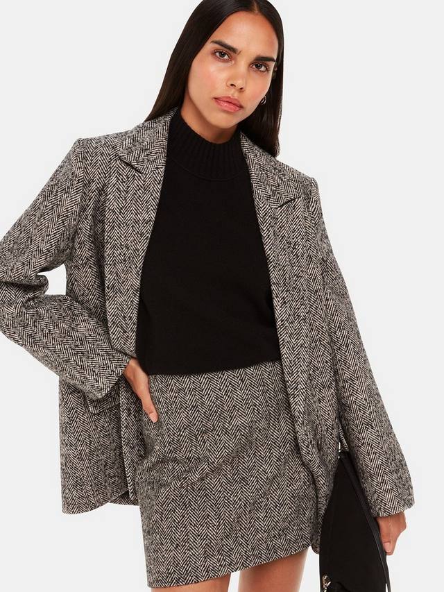 

Мини-юбка из шерстяной смеси ёлочкой Whistles, Brown/Multi