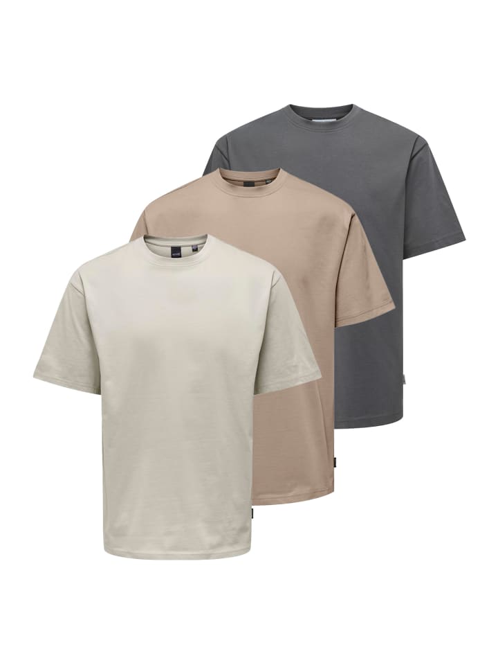

Футболка ONLY & SONS, цвет beige/dunkelgrau/taupe