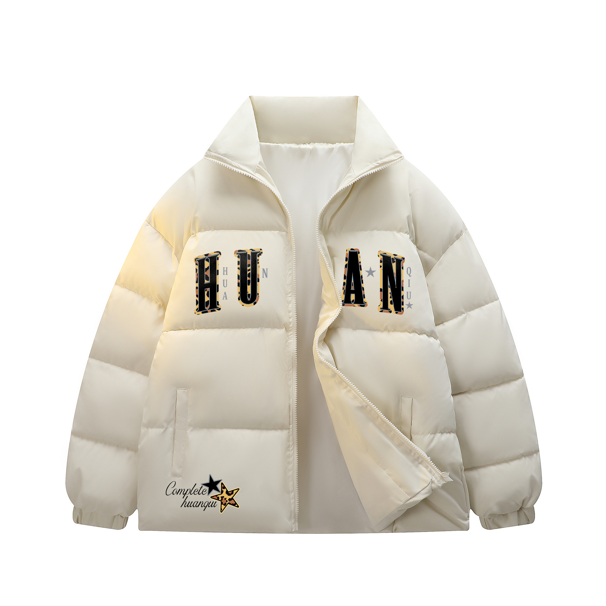 

Пуховик Unisex Stand Collar утепленный стеганый HUANQIU, бежевый