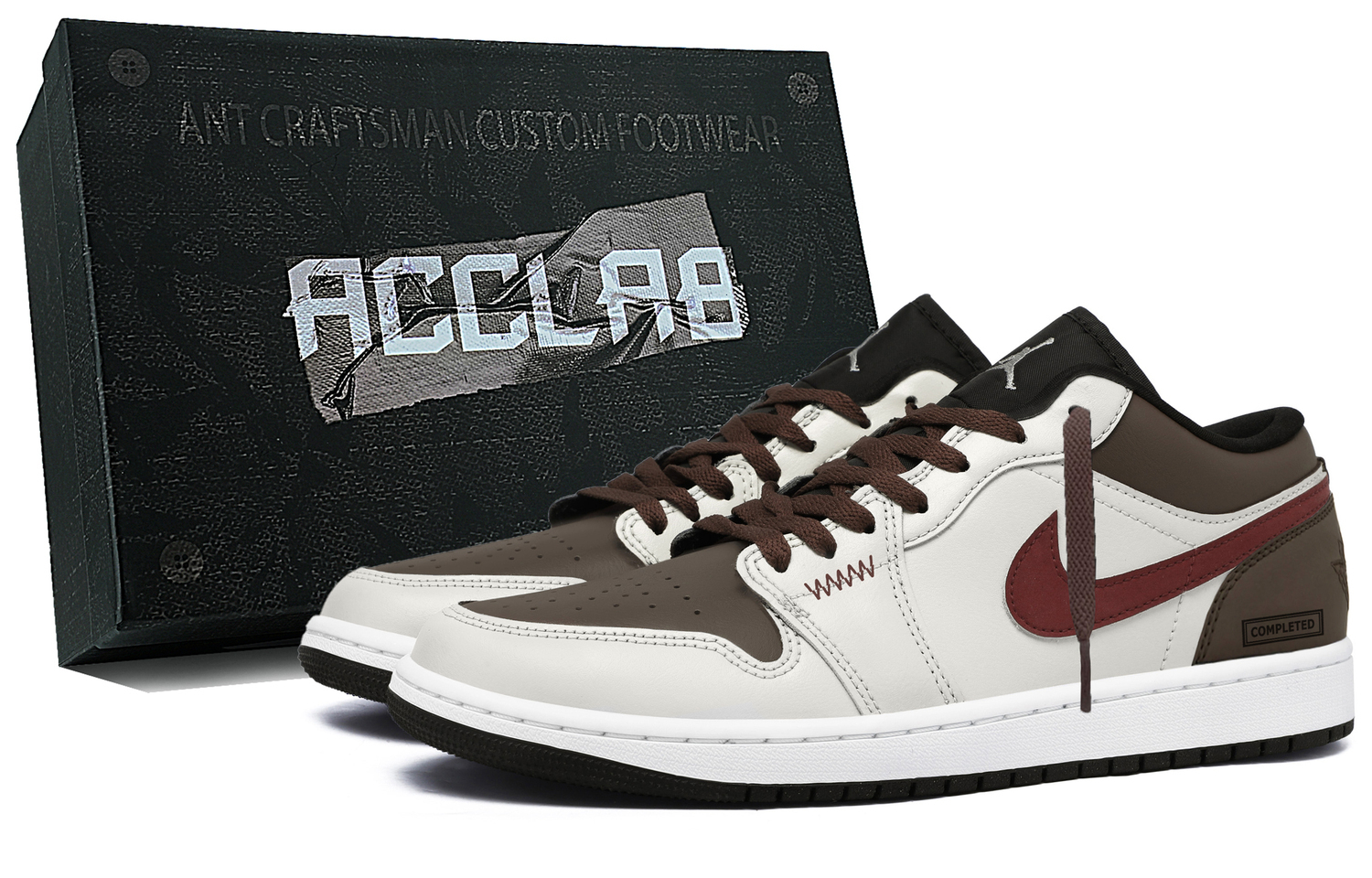 

Jordan Кроссовки Air 1 Lightweight Height Increasing Low top Vintage Basketball Shoes Men's Burgundy Brown