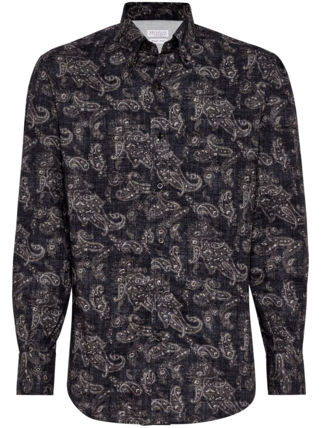 

Brunello Cucinelli жаккардовая рубашка с узором, черный