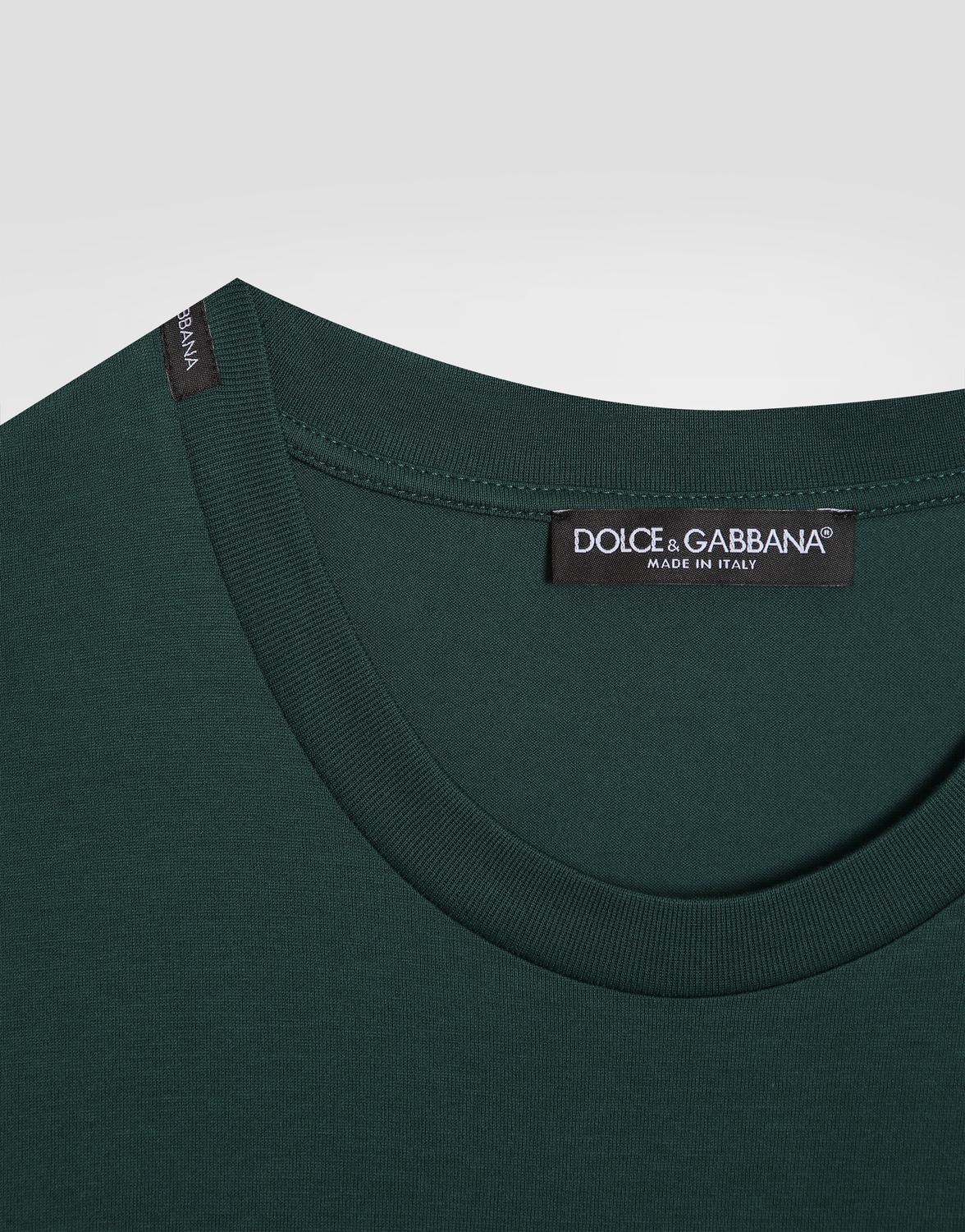 Хлопковая футболка с вышитой нашивкой DOLCE & GABBANA, зеленый — фото 4