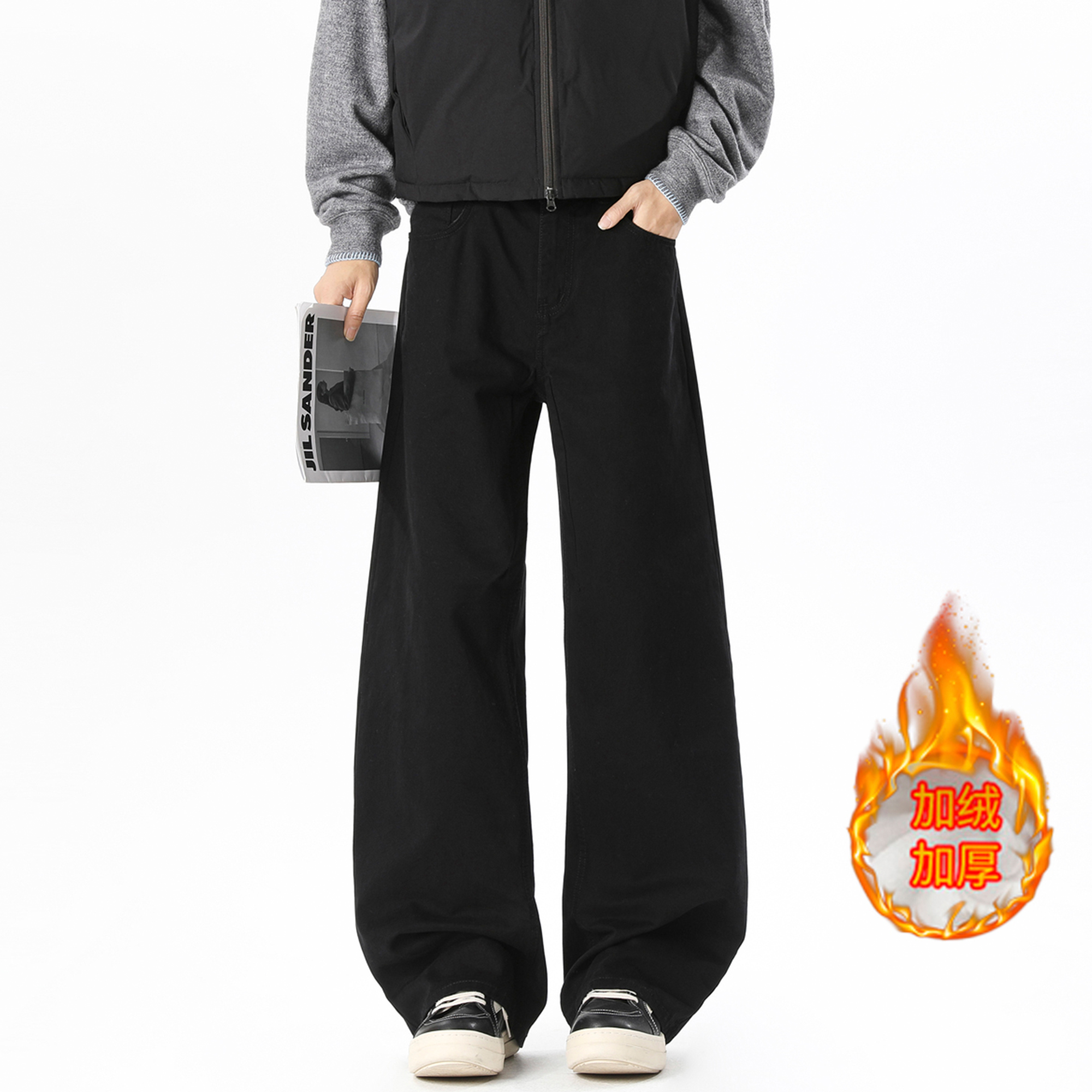 

Повседневные брюки Unisex утепленные с флисовой подкладкой прямого кроя X1617, экрю[regular]