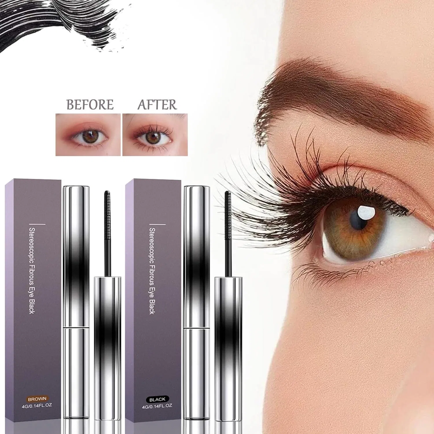 Набор из 3 водостойких тушей для ресниц Iron Eye с металлической щеточкой Generic, Black — фото 2