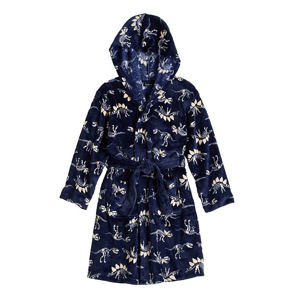 Мальчиковый плюшевый халат с капюшоном Cuddl Duds, Blue Dinosaur