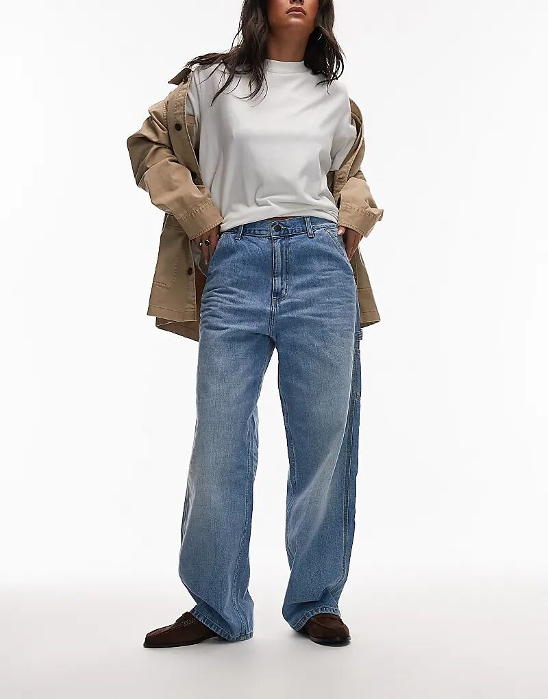 

Джинсы свободного покроя Carhartt WIP Brandon с одним коленом, синие, с эффектом потертости