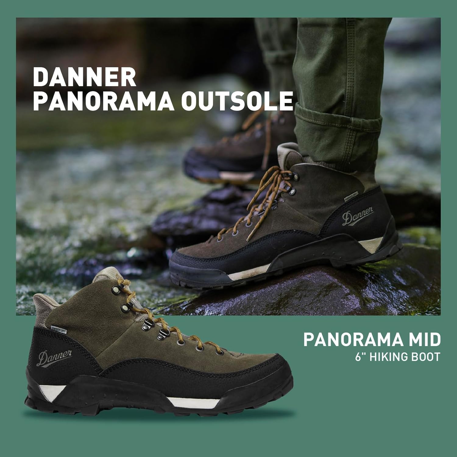 Мужские водонепроницаемые туристические ботинки Danner Panorama 6 с высоким верхом из мягкой замши, дышащей влагозащитой, удобной стелькой и подошвой с хорошим сцеплением, черный — фото 2