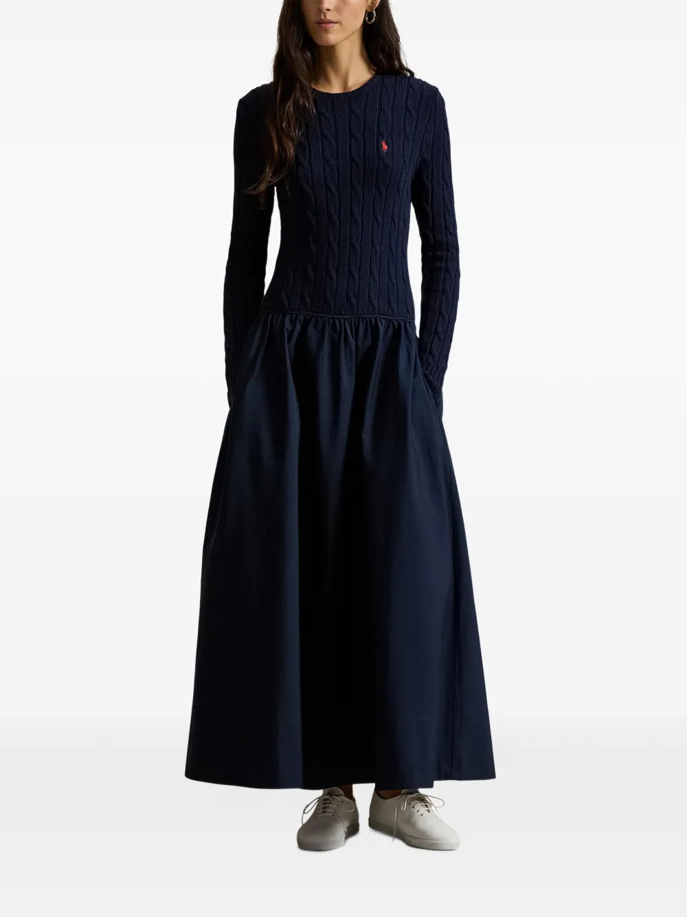 Платье макси фактурной вязки Polo Ralph Lauren, синий — фото 2