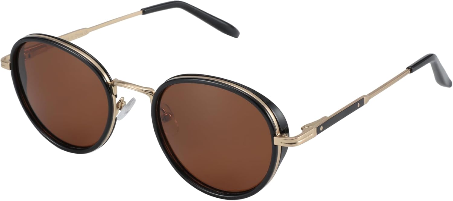 

Солнцезащитные очки ZENOTTIC Retro Round Polarized Steampunk для мужчин и женщин — круглый винтажный дизайн, металлическая оправа, защита от ультрафиолета UV400, C04 Gold Frame Brown Lens