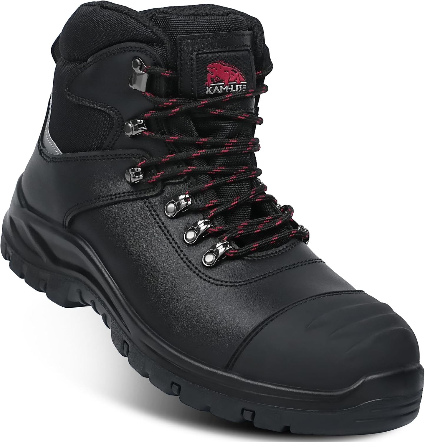 

Мужские ботинки со стальным носком, водонепроницаемые, устойчивые к проколам, противоскользящие, амортизирующие, удобные, прочные кожаные промышленно-строительные защитные ботинки Kam-Lite, черный