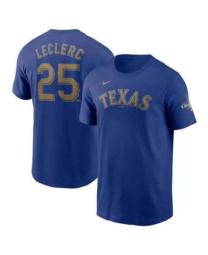 

Мужская футболка с именем и номером Jose Leclerc Royal Texas Rangers 2024 Gold Collection Nike