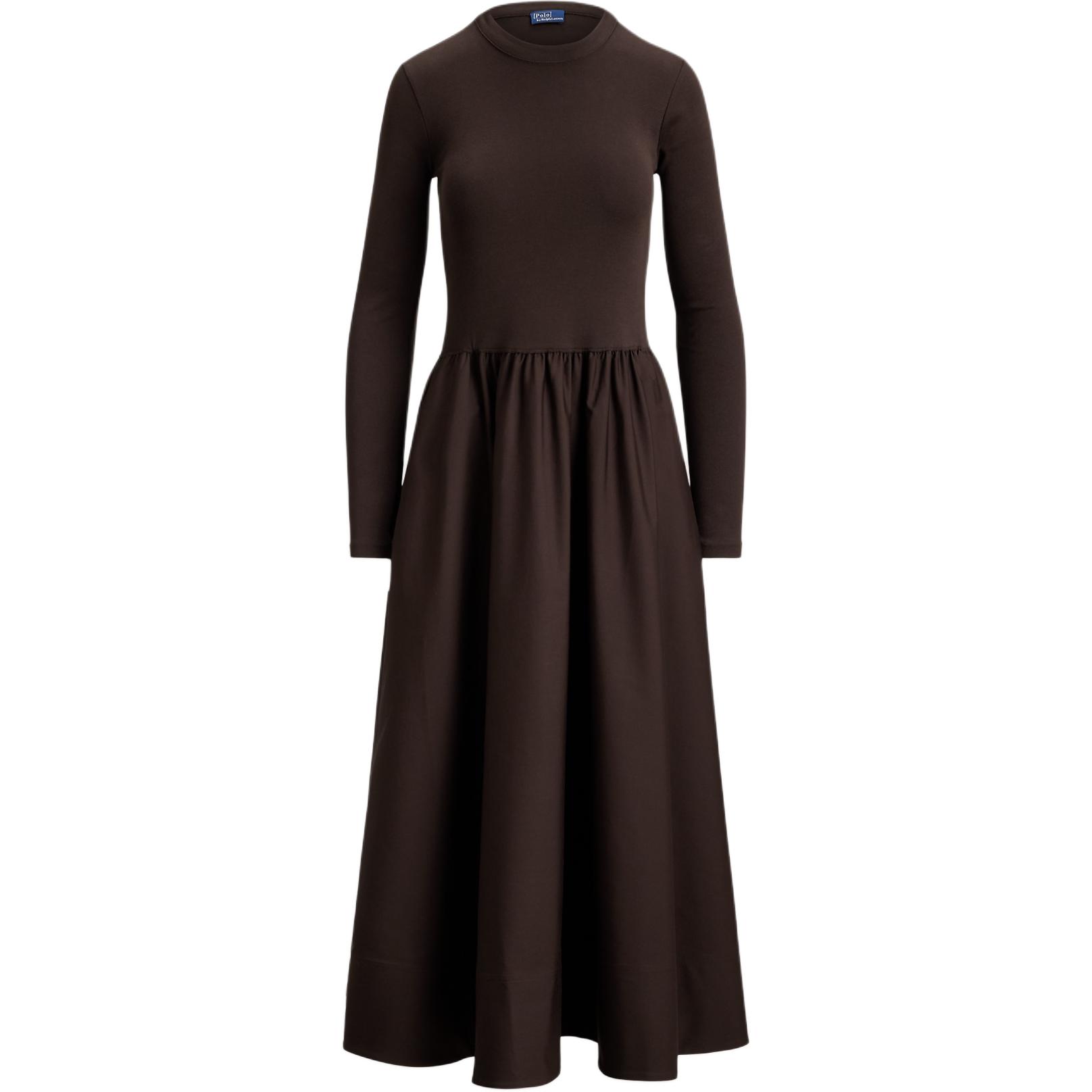 

Длинное платье миди с рукавами Polo Ralph Lauren, коричневый