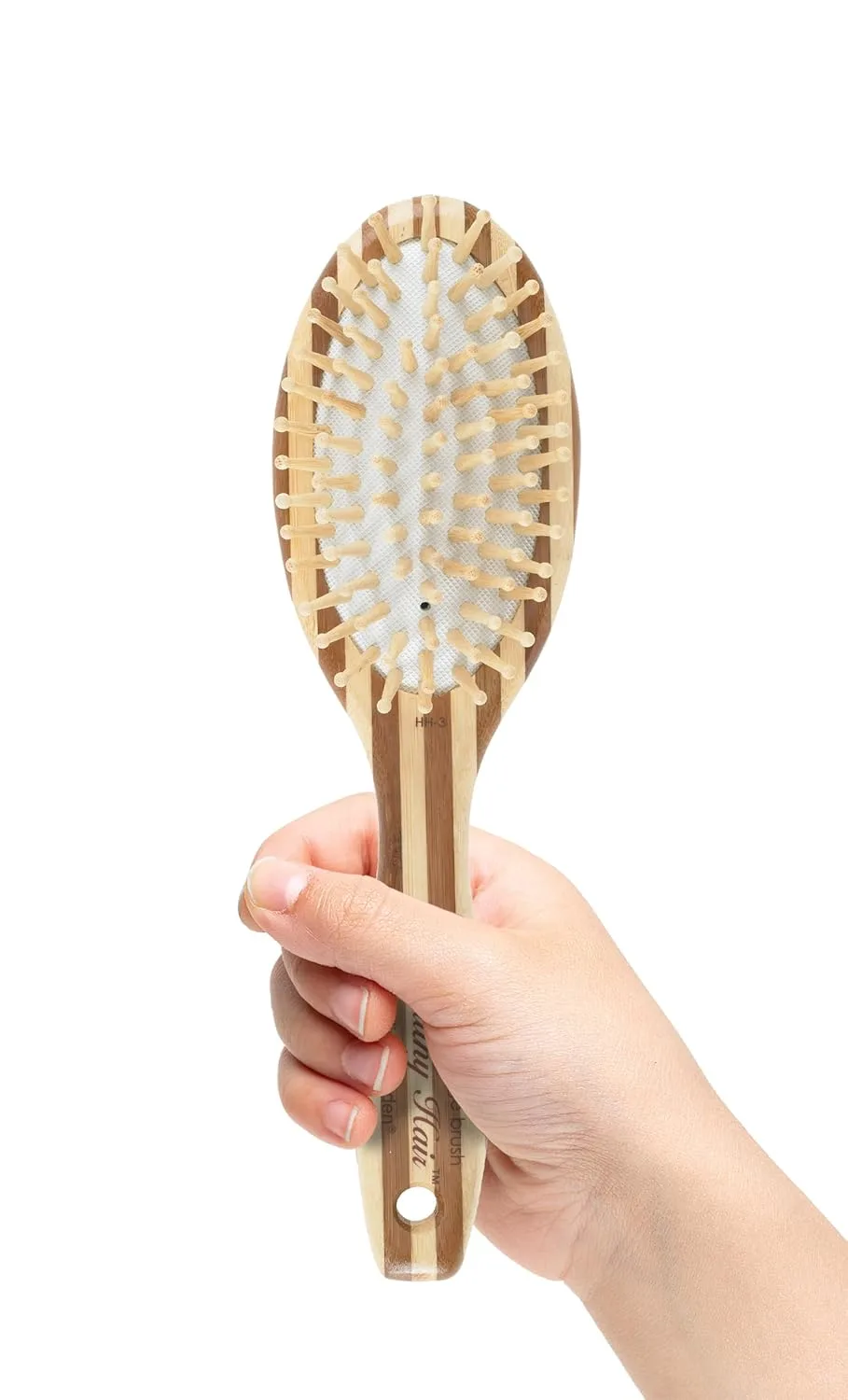 Ионная массажная щетка для волос Olivia Garden Healthy Hair Bamboo Овальная большая, Brown — фото 2