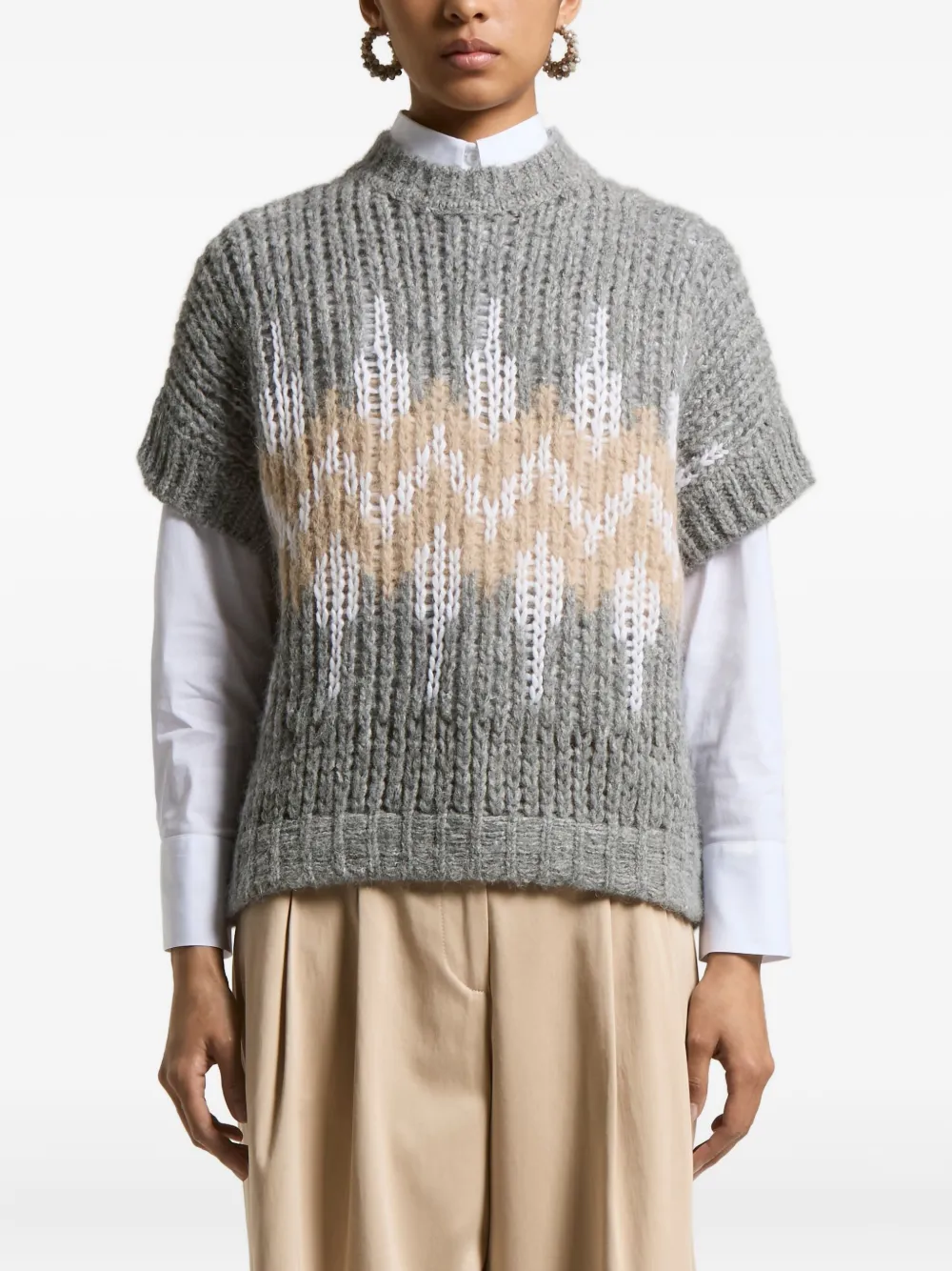 

Жилет с короткими рукавами и геометричным узором Peserico, серый