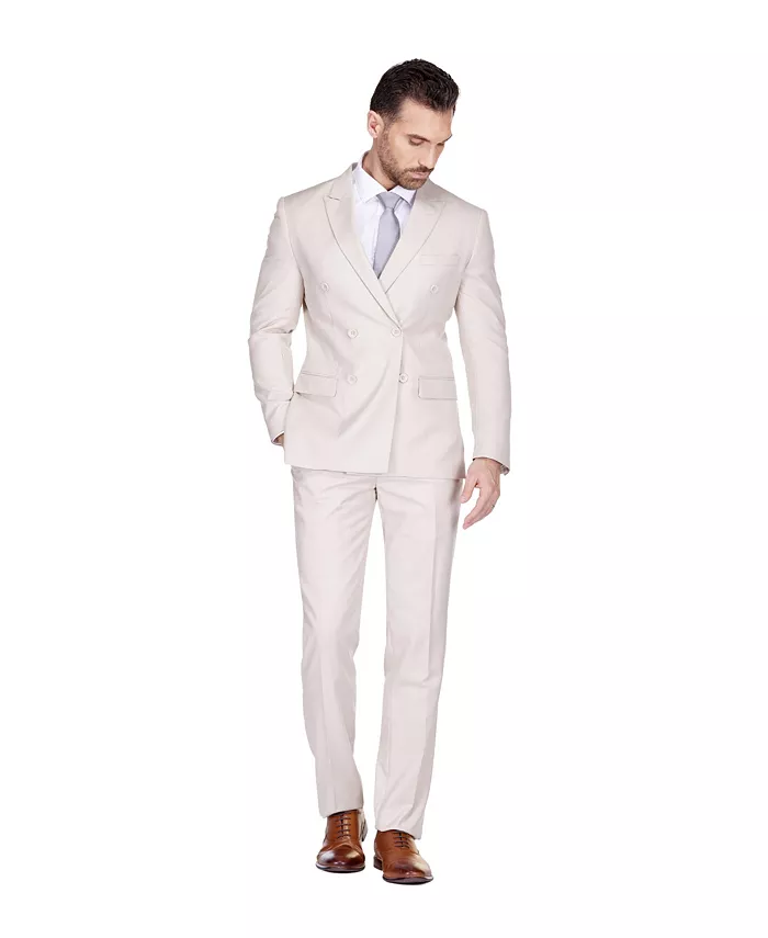 

Мужской двубортный костюм Slim Fit 2-Piece Gino Vitale, коричневый/бежевый