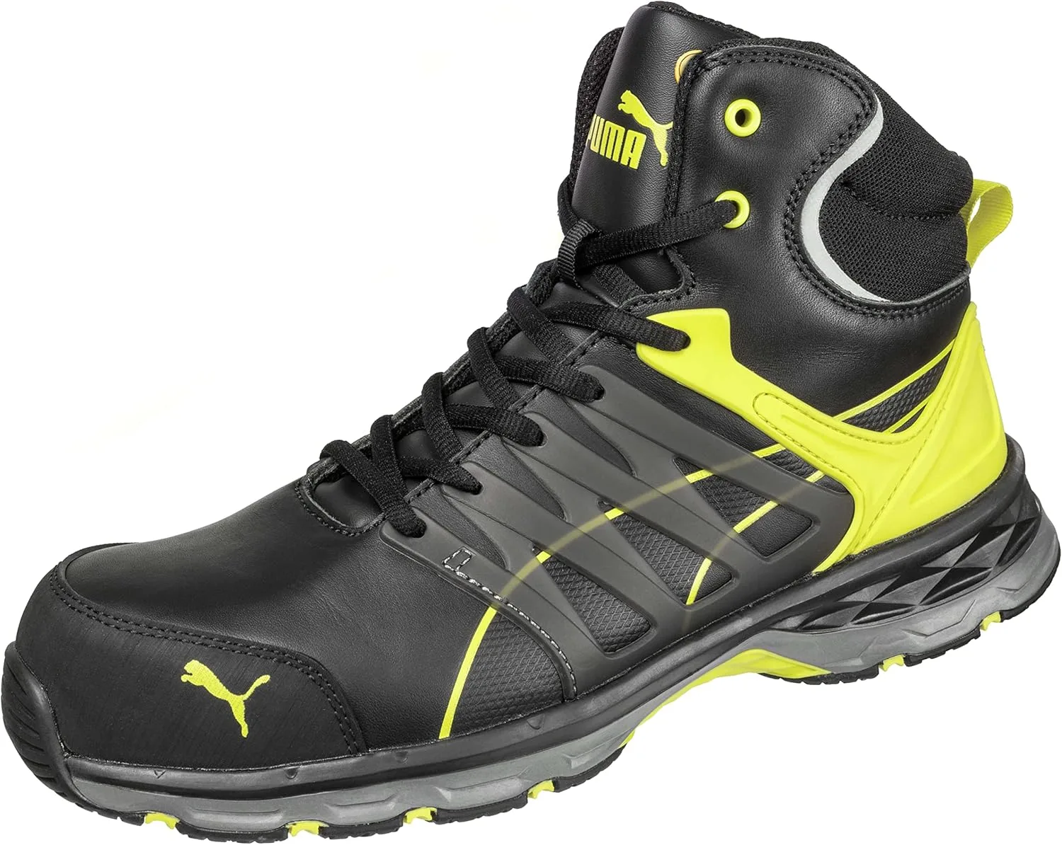 Рабочие кроссовки PUMA Safety Velocity 2.0 желтого цвета со средней высотой защиты, S3 ESD HRO SRC, защита по технологии стекловолокна, низкое энергопотребление, неметаллический корпус, мужские
