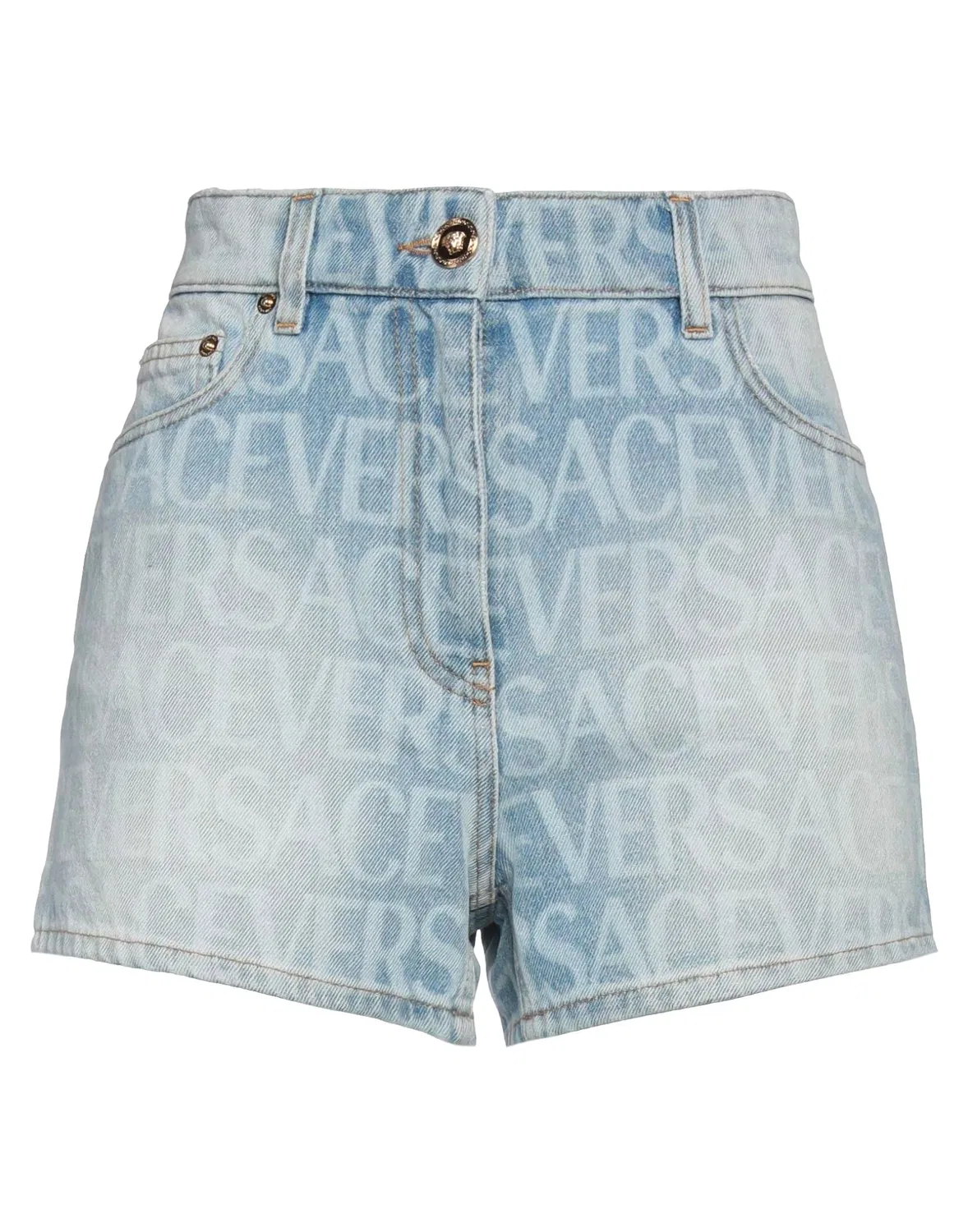 Джинсовые шорты с потертостями VERSACE синие
