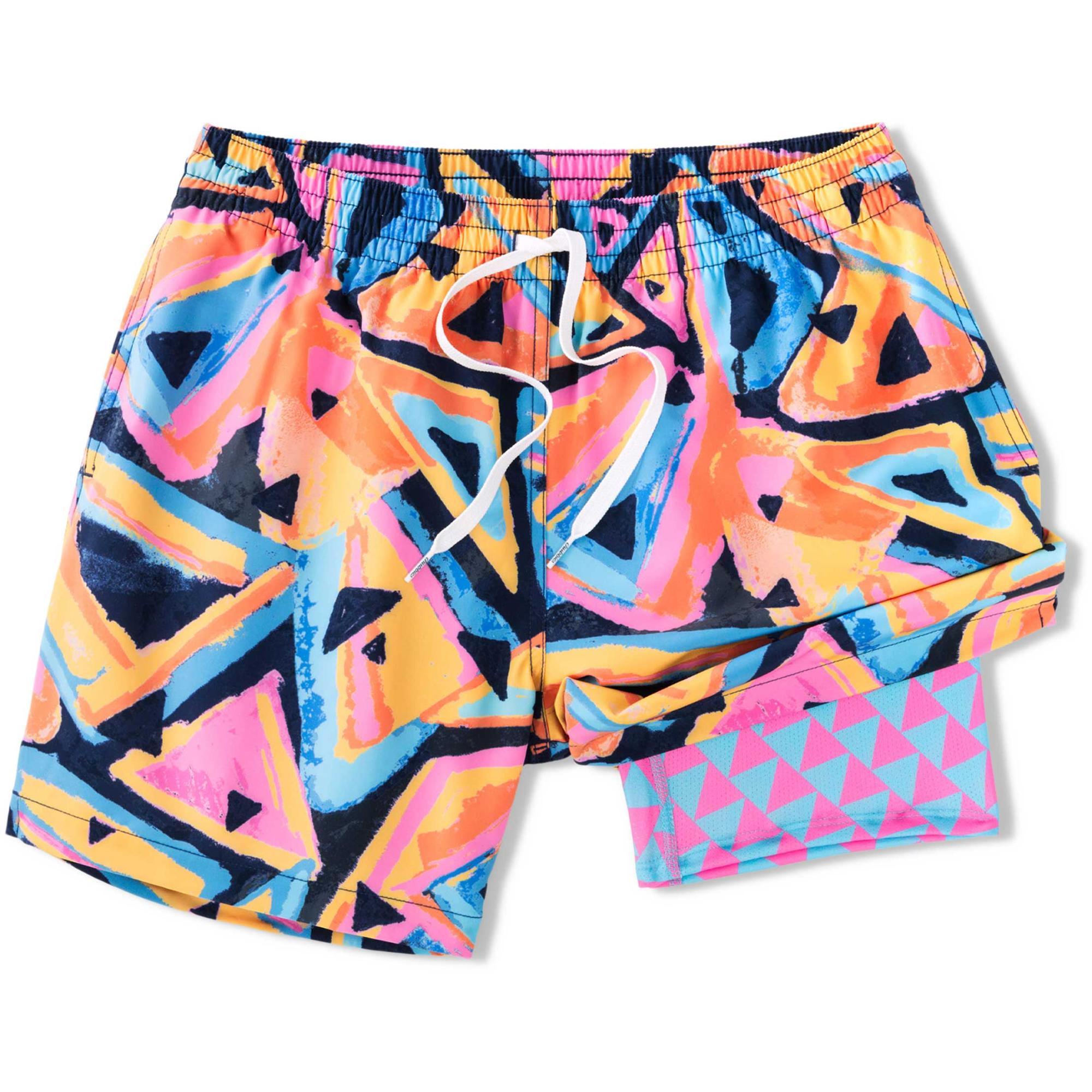 

Мужские классические плавки Exploding Nachos, длина 5,5 дюймов, с подкладкой. Chubbies, Bright Pink