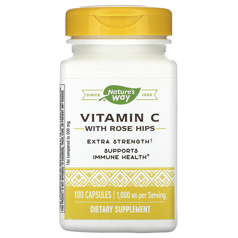 

Nature's Way, Vitamin C With Rose Hips, 1,000 mg, 100 Capsules