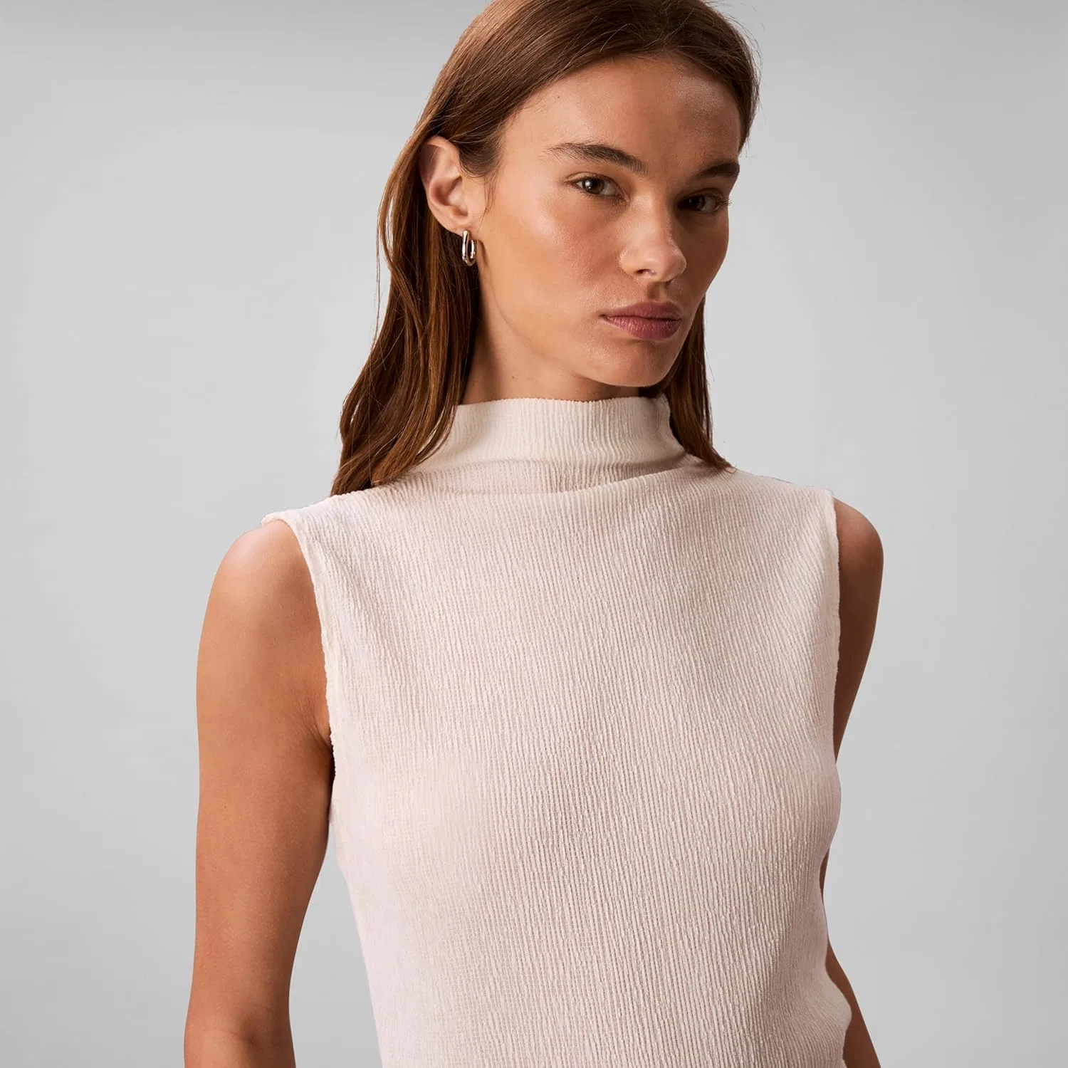 Топ, текстурированный трикотаж, Calvin Klein, античный белый — фото 4