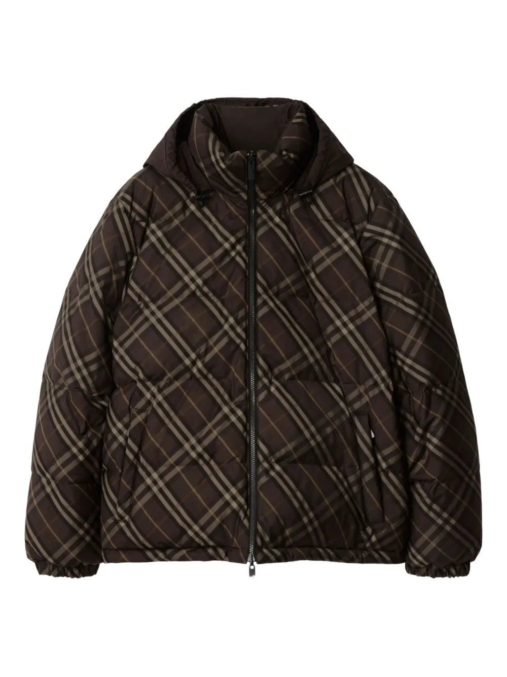 

Пуховик в клетку BURBERRY, коричневый