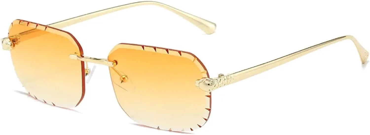 

Модные солнцезащитные очки без оправы для мужчин и женщин, прямоугольные солнцезащитные очки без оправы с защитой от УФ-излучения UV400 TKKTLLT, Gradient Yellow