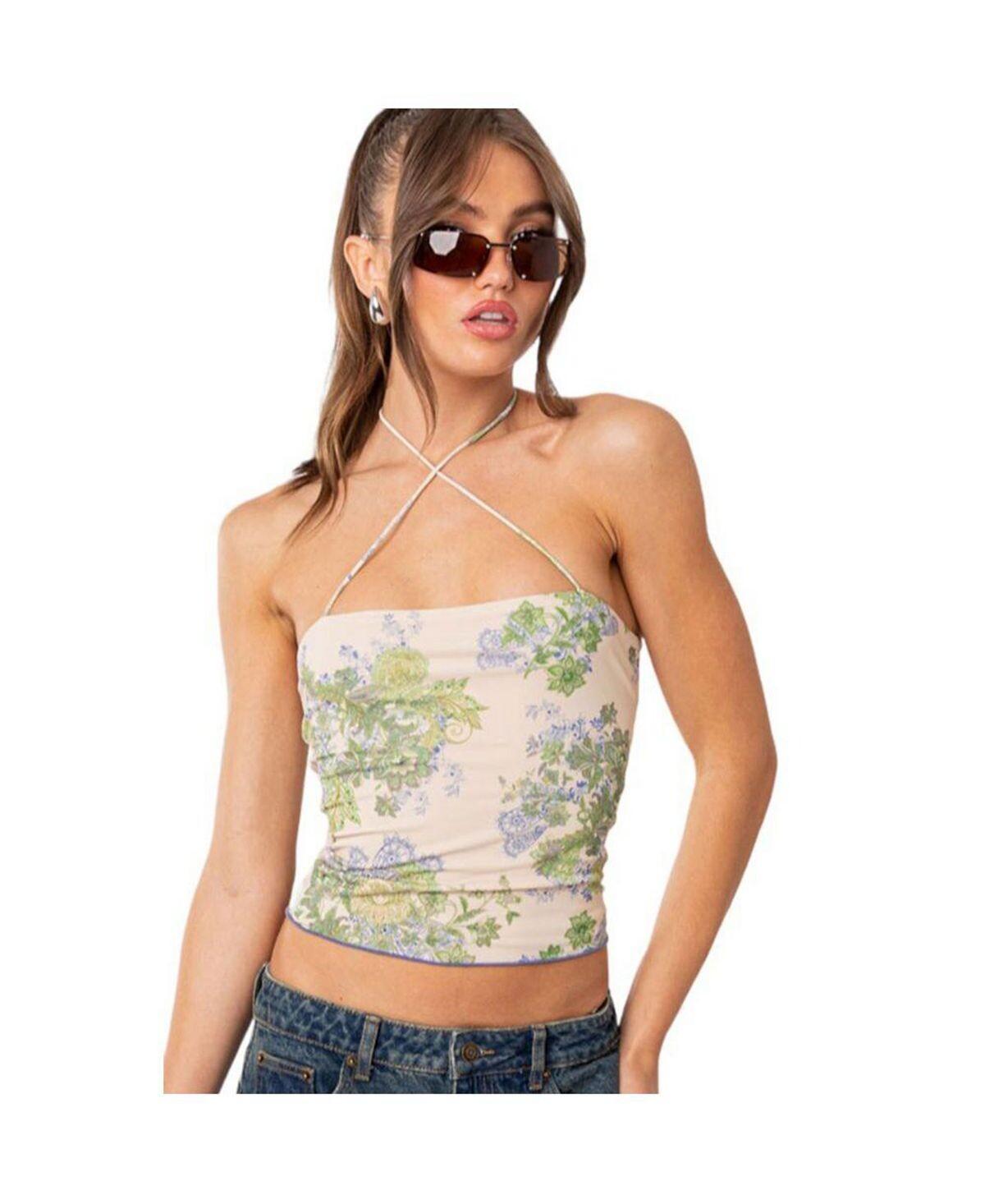 

Женский сетчатый топ с принтом для вечеринки в саду Edikted