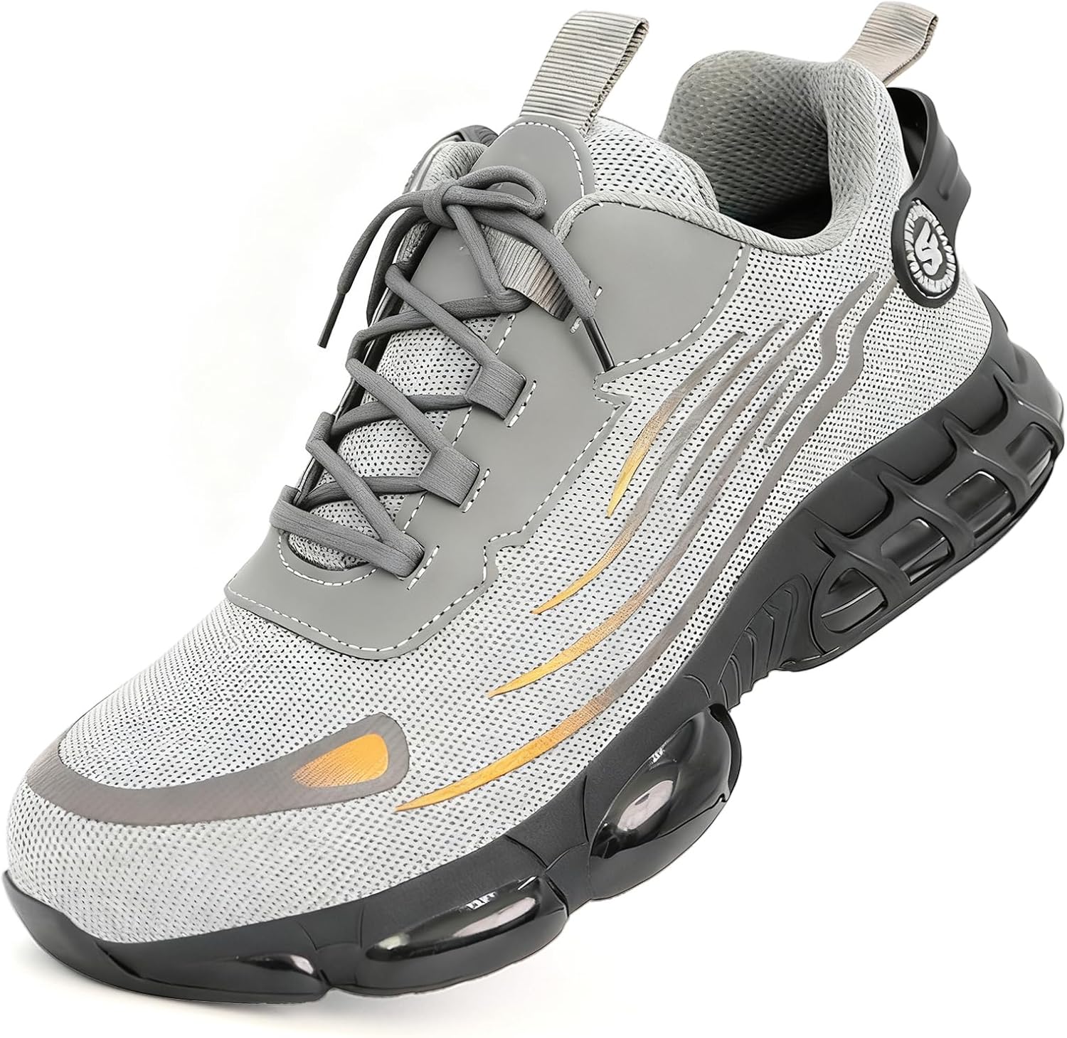 

Стальные ботинки MOLLYBLOS для мужчин, легкая рабочая обувь, непробиваемые мужские защитные ботинки, кроссовки с защитным стальным носком и проколоустойчивой конструкцией, серый