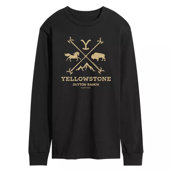 

Мужская графическая футболка с длинным рукавом Yellowstone и клеймом Licensed Character, черный