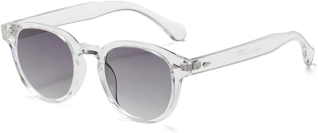 

Ретро круглые солнцезащитные очки для женщин, модные очки с заклепками, солнцезащитные очки UV400 для мужчин, панк-очки с леопардовым принтом SZVVBKK, Transparent Gray