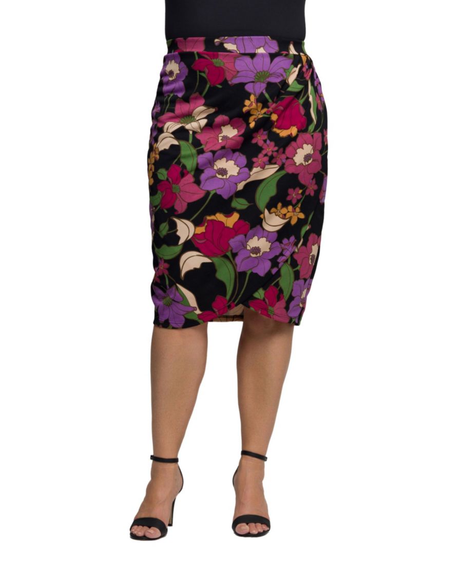 

Черная юбка-карандаш миди большого размера с многоцветным принтом 24seven Comfort Apparel, Multi