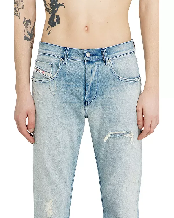 Джинсы D-Strukt зауженного кроя с потертостями из денима Diesel, Denim — фото 4