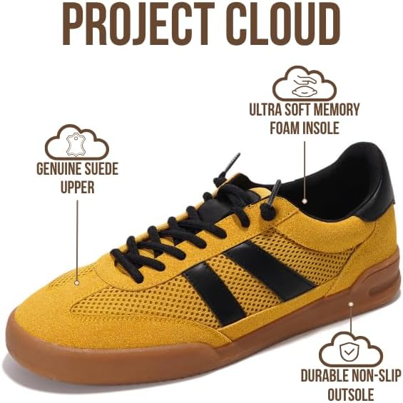 Мужские кроссовки Project Cloud - стелька из пены с эффектом памяти - легкие и нескользящие повседневные туфли на шнуровке для мужчин - мужская повседневная мода (HIS VERDY), Mustard — фото 2