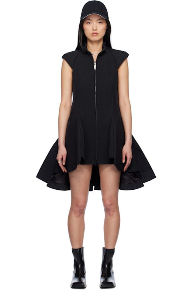 

Черное мини-платье из смеси саржи Matelasse sacai
