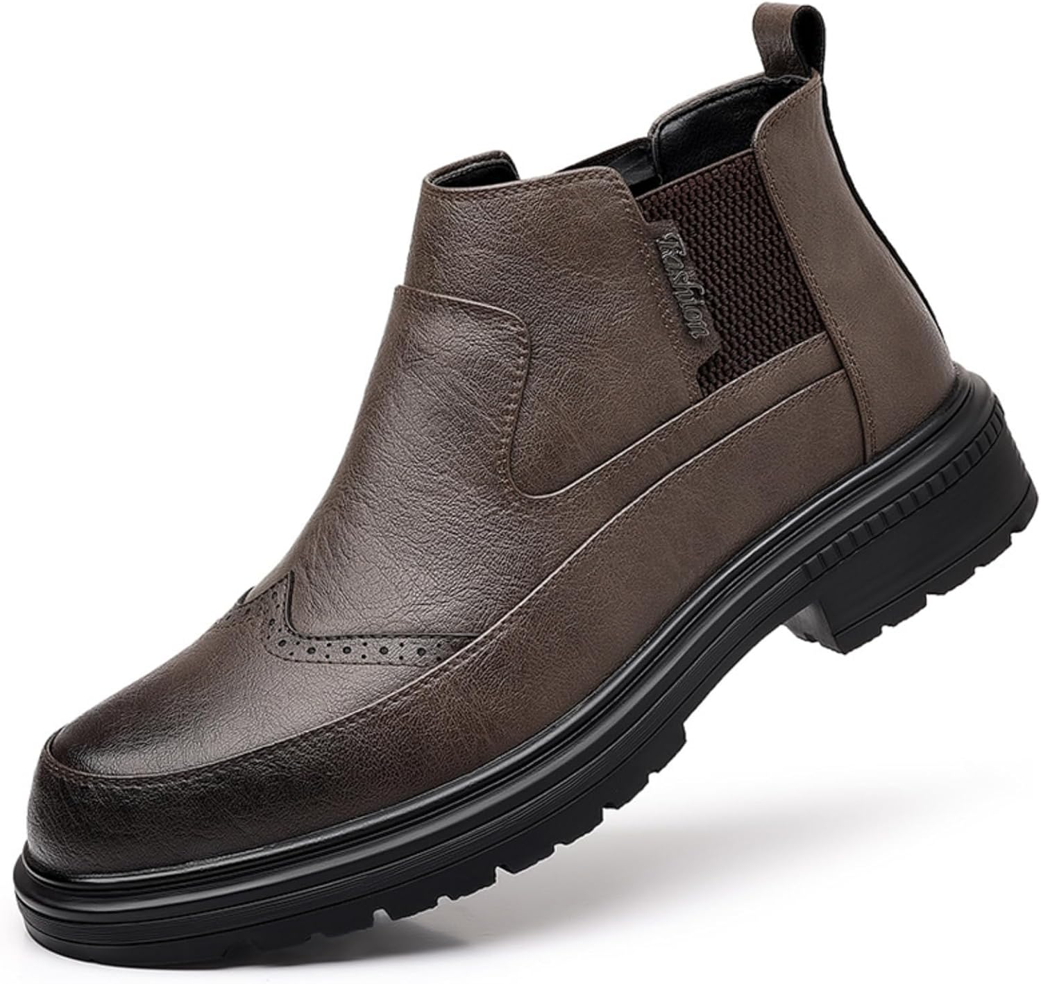 

Мужские высокие оксфорды из кожи Azttoztto, ботинки с платформой для увеличения роста, с массивной подошвой, ботинки до щиколотки для повседневной носки, хаки