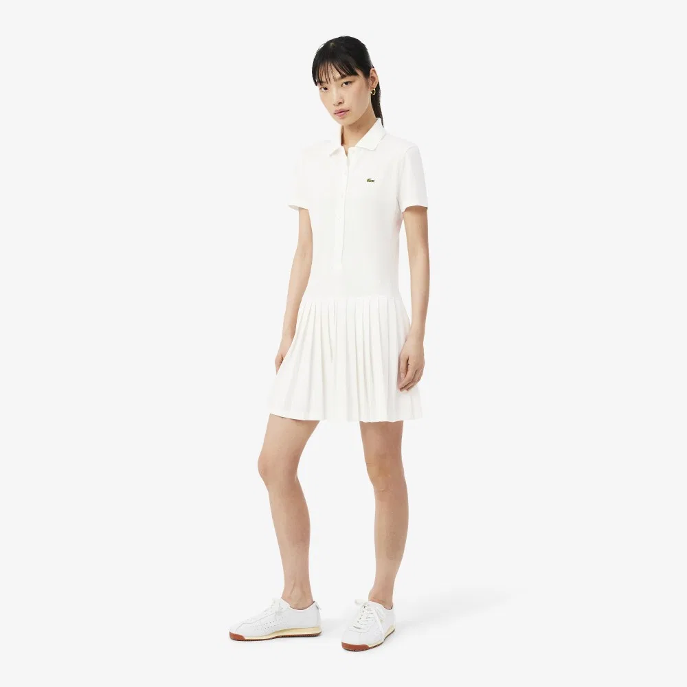 Платье Lacoste из пике, мини, айвори