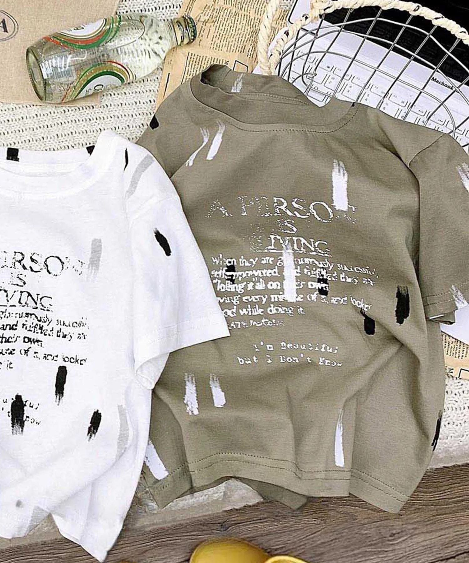 Повседневная футболка с принтом Aimoha Kids, Beige and other colors 3 — фото 2