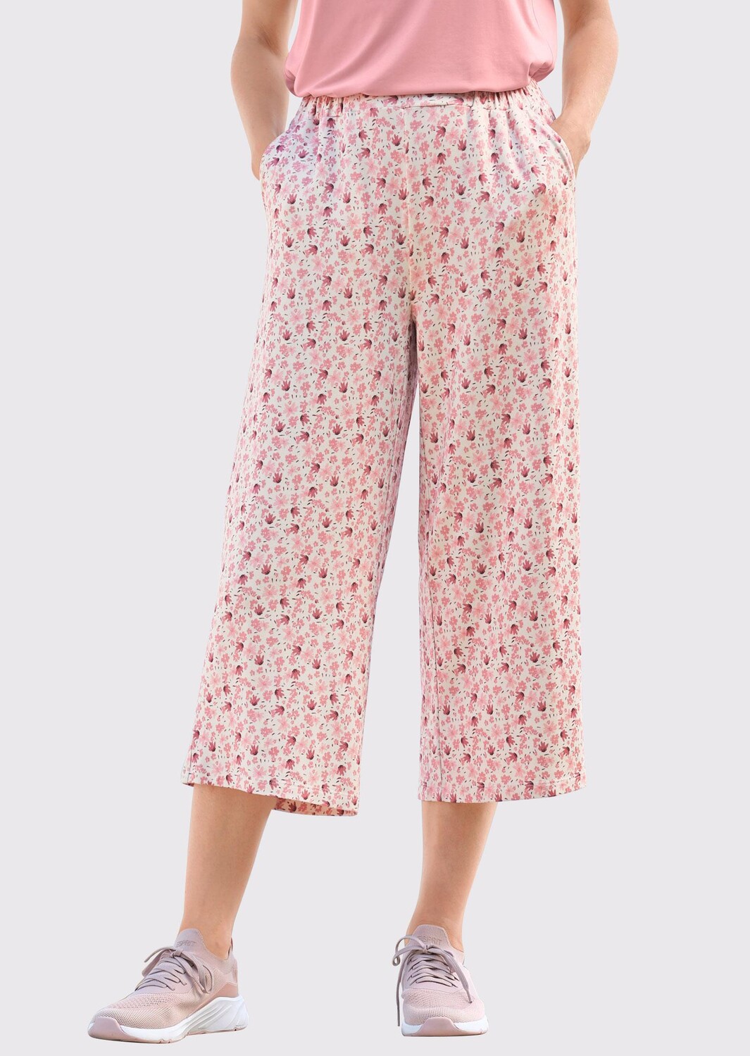 

Брюки GOLDNER Culotte, цвет perlweiß/lachsrosa/gemustert