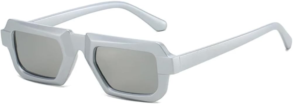 

Модные маленькие прямоугольные солнцезащитные очки для женщин, защита от УФ-излучения UV400, ретро, ​​серебристые зеркальные, для мужчин, трендовые для активного отдыха TKKTLLT, Silver Silver Mirror